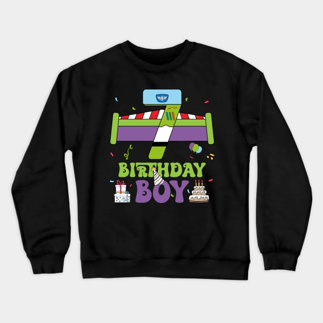 7th Birthday Boy Polical funny B-day Gift For Boys Kids Crewneck Sweatshirt by Los San Der